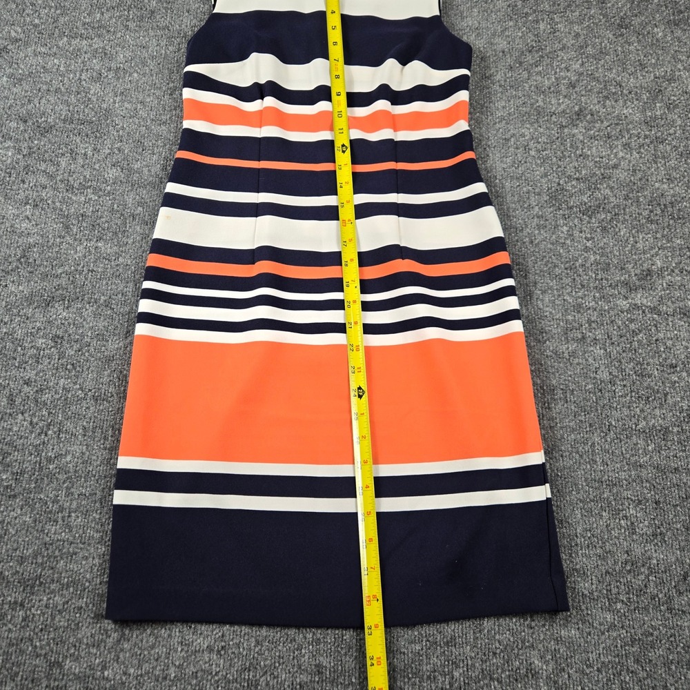 Amanda Lane Sheath Dress Womens 2P Navy Orange Striped Good Sleeveless Petite - Picture 7 of 9